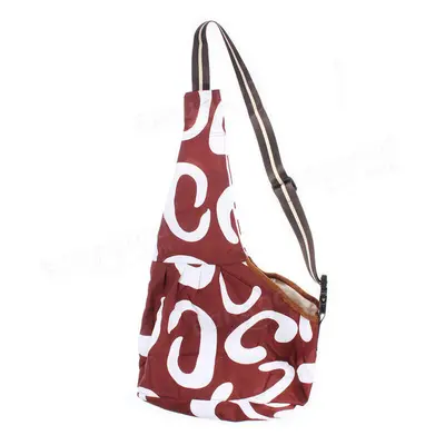 (M) Brown White Pattern Oxford Portableb Pet Single Shoulder Bag