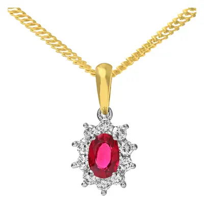 Jewelco London 18ct Yellow Gold Round 0.35ct Diamond Cluster Pendant Necklace inch 46cm - PP0AXL