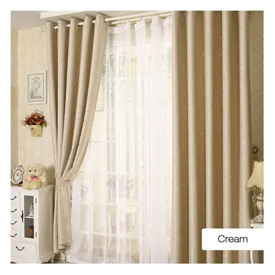 (CreaM, 100cM x 250cM) Thermal Insulated Grommets Blackout Curtains, Star