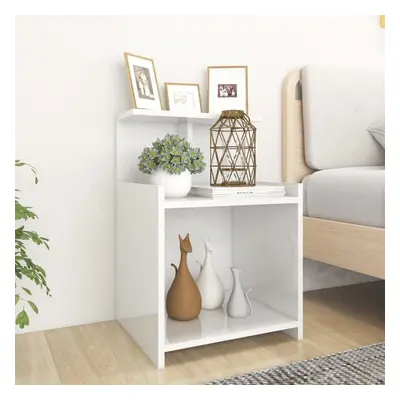 vidaXL 2x Bed Cabinets High Gloss White Chipboard Nightstands Furniture Home