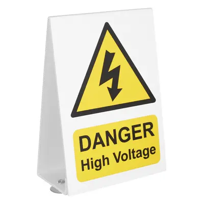 High Voltage Vehicle Warning Sign - Suction Cups on Base - Double Sided