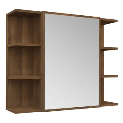 vidaXL Bathroom Mirror Cabinet Brown Oak Engineered Wood Wall Storage Cabinet