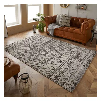 (Grey, 120x170 cm) Tribal Grey Distressed Faded Rugs Modern Small Extra Large Hallway Runner Car