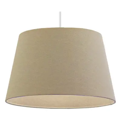 18" Inch Round Tapered Drum Lamp Shade Taupe Linen Fabric Cover Simple Elegant