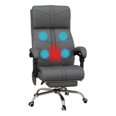 Vinsetto PU Leather Vibration Massage Office Chair with Heat, Footrest, Grey