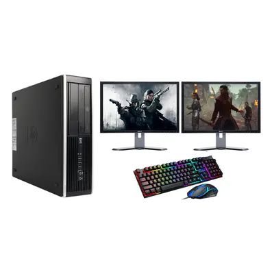 Fcs Fast Gaming Dell Bundle Pc Computer Full Set Dual Monitor Intel I3 8Gb Ram Gt730