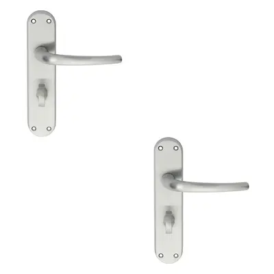 2x PAIR Slim Round Bar Lever on Shaped Bathroom Backplate x 40mm Chrome