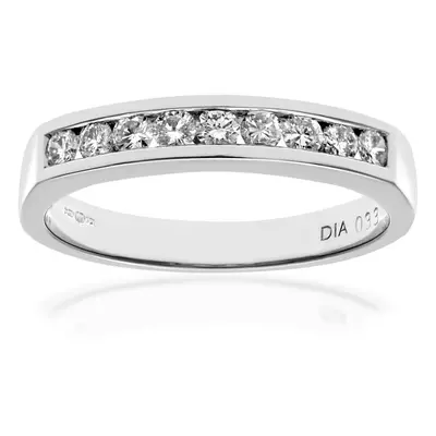 (L) Jewelco London Platinum Channel Set Half Eternity Ring, IJ/I Certified Diamonds, Round Brill