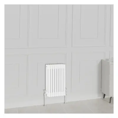 (600x425mm-3 Column, White) NRG Traditional Radiator Horizontal Vertical Cast Iron Style Double 