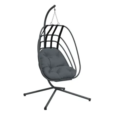 vidaXL Hanging Egg Chair with Stand Garden Swing Egg Chair Anthracite Steel