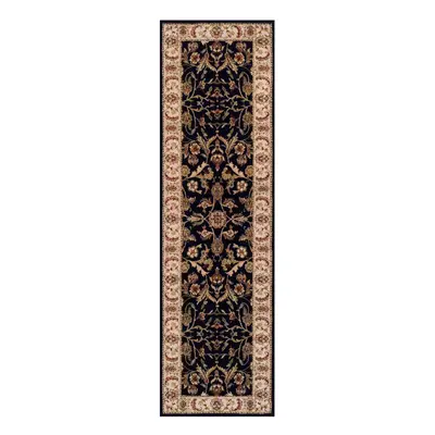 (Persian Leaf - Black, Runner : x cm) Luxury Traditional Oriental Pure Wool Rugs Hallway Runner 