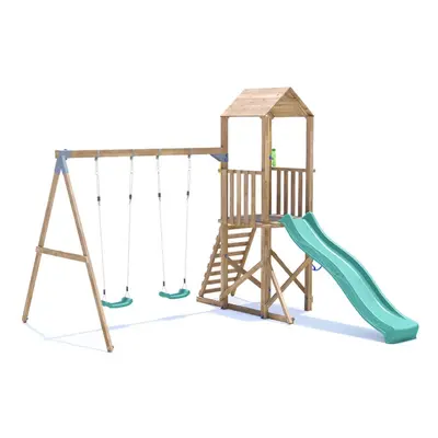 SquirrelFort Climbing Frame with Double Swing, High Platform & Slide