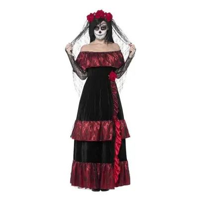 Smiffy's Adult Women's Day Of The Dead Bride Costume, Dress And Rose Veil, Day - costume dead fa