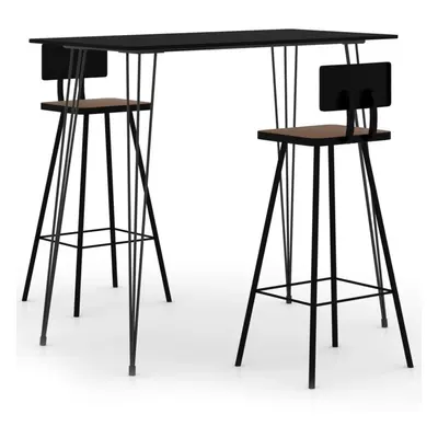 vidaXL Bar Set Piece Black Dining Table and Chairs Kitchen Home Furniture