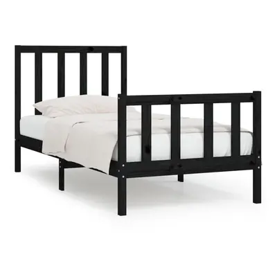 vidaXL Bed Frame Bed Base Platform Bed Black Solid Wood 90x190 cm Single