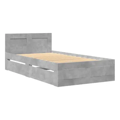 vidaXL Bed Frame with Headboard Bed Concrete Grey 90x200 cm Engineered Wood