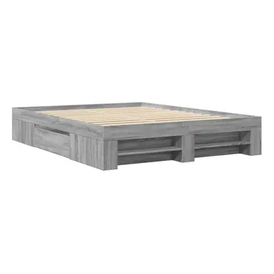 vidaXL Bed Frame Bed Base Bedstead Grey Sonoma 160x200 cm Engineered Wood