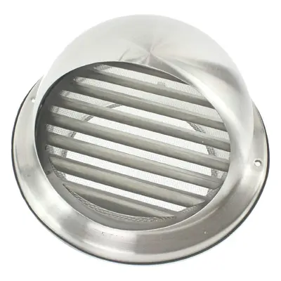 Stainless Steel Round Bull Nosed External Extractor Wall Vent Outlet with Insect Mesh Grille (6"