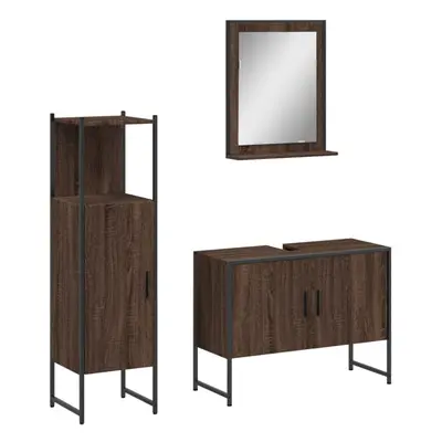 vidaXL Bathroom Cabinet Set Piece Sink Cabinet Brown Oak Engineered Wood