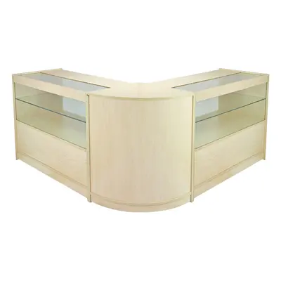 MonsterShop Gemini Retail Display Shop Counters Set & Glass Showcase Cabinet Units, Maple