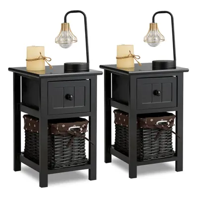 Set of Chest of Drawers Side Table Beside Table Nightstand w/ Baskets