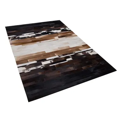 Area Rug x cm Leather Black Beige DALYAN