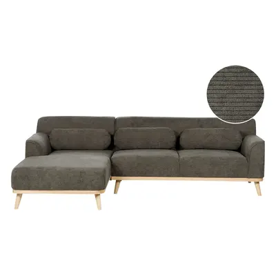 Corner Sofa SIMOS Corduroy Dark Green Right Hand