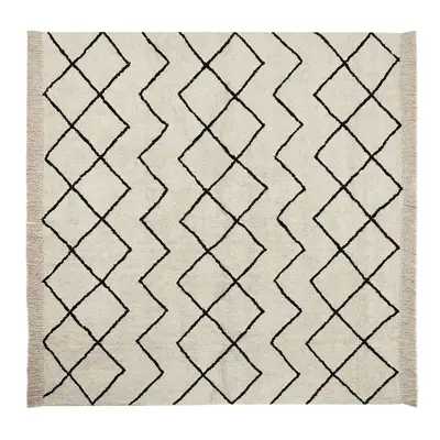 Cotton Area Rug x cm Beige and Black ELDES