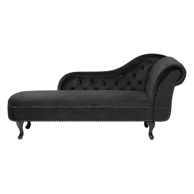 Right Hand Chaise Lounge Velvet Black NIMES