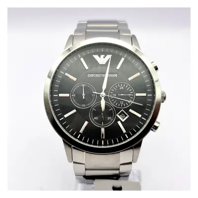 NEW EMPORIO ARMANI AR2460 BLACK DIAL STAINLESS STEEL MENS WATCH