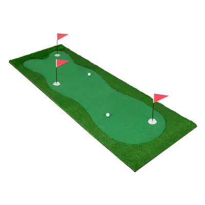 10 x 3.3 FT Golf Putting Mat Green Indoor Golf Practice Mat w/3 Holes