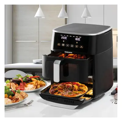 Daewoo 11L Air Fryer Dual Split Drawer 1700W Space Saving Pizza Tray