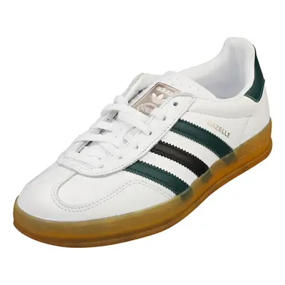 (4.5) adidas Gazelle Indoor Womens Casual Trainers in White Green