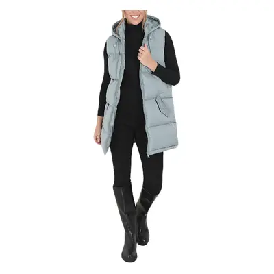 (UK 8, Light Sage) Brave Soul Womens Padded Long Gilet Hooded Jacket