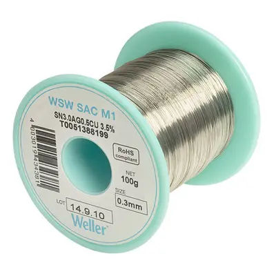 1 Pack - Weller T0051388199 WSW SAC M1 96.5/3/0.5 Solder Wire 0.3mm 100g