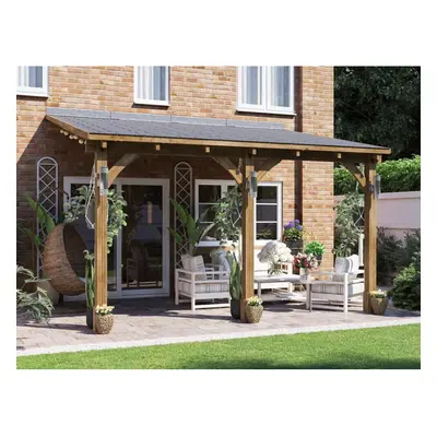 Dunster House Lean To Gazebo Wooden Canopy Kit 4m x 3m Patio Garden Shelter Leviathan