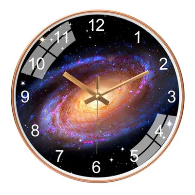 (B - gold) Inch/30cm Star Space Galaxy Wall Clock Silent Living Room Bedroom Creative Hanging Cl