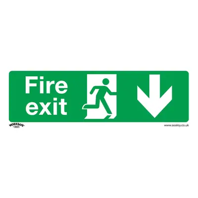 10x FIRE EXIT (DOWN) Health & Safety Sign Self Adhesive x 100mm Sticker