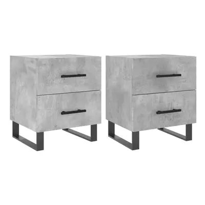 (concrete grey, pcs) vidaXL Bedside Cabinet Nightstands pcs High Gloss White Engineered Wood