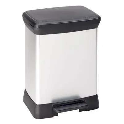 Curver Pedal Bin Deco Rectangular 30L Silver Duo Trash Can Waste Container