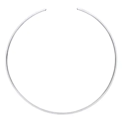 Jewelco London Ladies Sterling Silver Flat Band Flexi Choker Collarette Necklace 3mm 15" with 2"