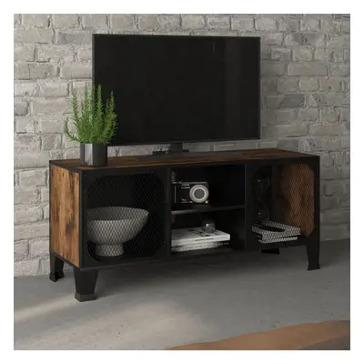 vidaXL TV Cabinet Rustic Brown Metal and MDF TV Stand Unit Lowboard Sideboard