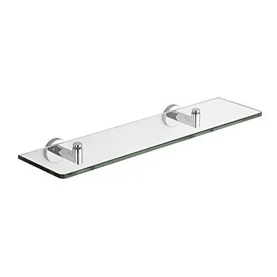 Milano Mirage - Modern Wall Mounted Bathroom Glass Shelf with Chrome Brackets - 500mm Length