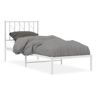 (white, x cm/ with headboard) vidaXL Metal Bed Frame with Headboard Mattress Foundation Black 80