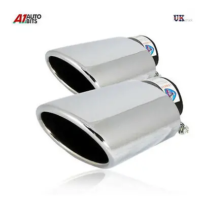 UNIVERSAL SPORT CHROME TWIN EXHAUST TAIL TIP MUFFLER PIPE PIPES TRIM NEW