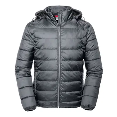 (M, Iron) Russell Mens Nano Hooded Padded Jacket