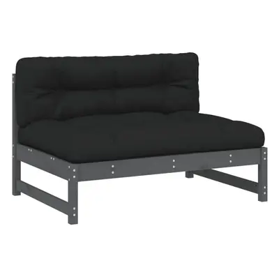 (grey pine, middle sofa) vidaXL Middle Sofa Patio Footrest Sectional Sofa with Cushions Solid Wo