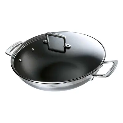 Le Creuset 3-Ply Stainless Steel Non-Stick Wok with Lid, x 7.8 cm, 96201130001000, Silver