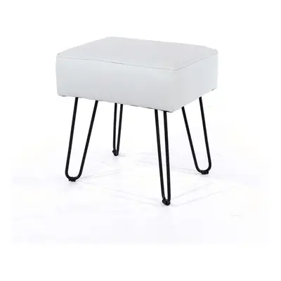 Rectangle Padded Stool Grey PU Makeup Seat Footstool Metal Legs Fabric Furniture