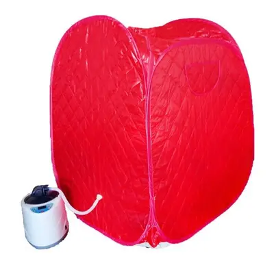 (Red) Free Inflatable Household Single Sweat Steamer Sauna Bath Folding Box